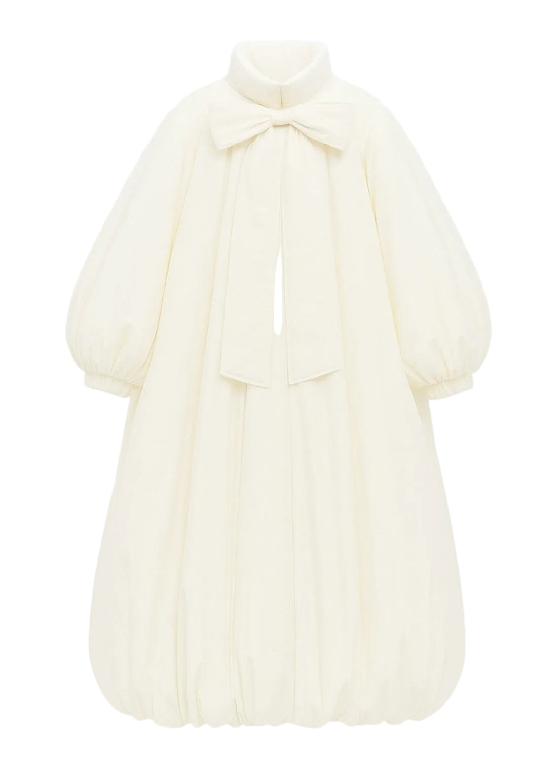 Long Creamy Cocoon Puffer