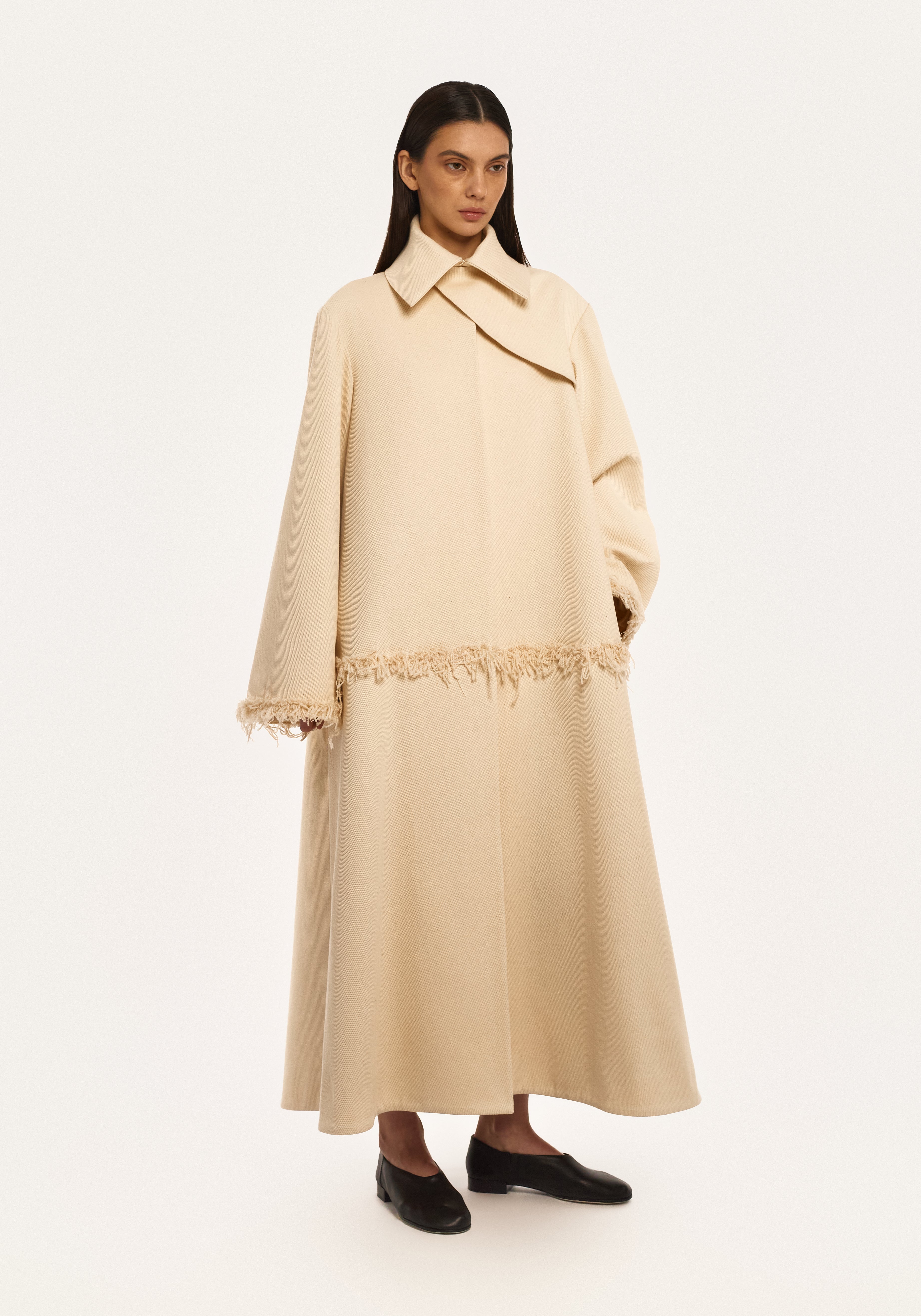 Palton din Bumbac cu Broderie Artizanală