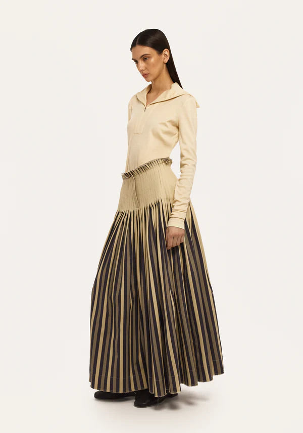 Vanilla Zip-Front Wool Jumper in Knit Fabric