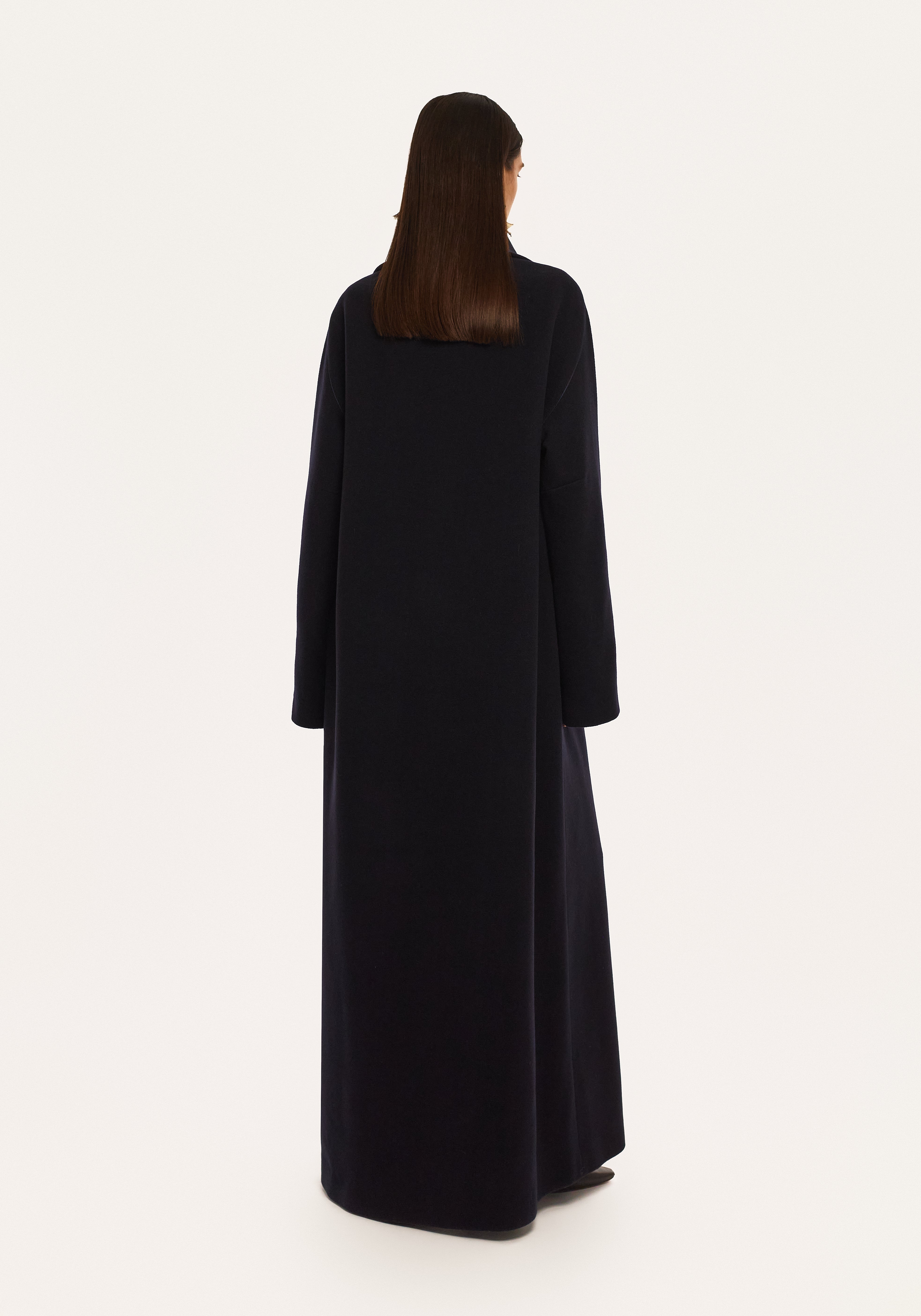 Palton din lână bleumarin cu capă detașabilă