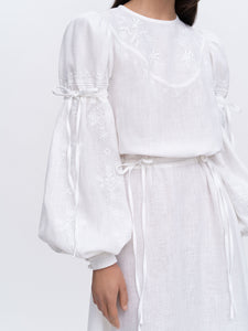 White Linen Embroidered Dress Dream