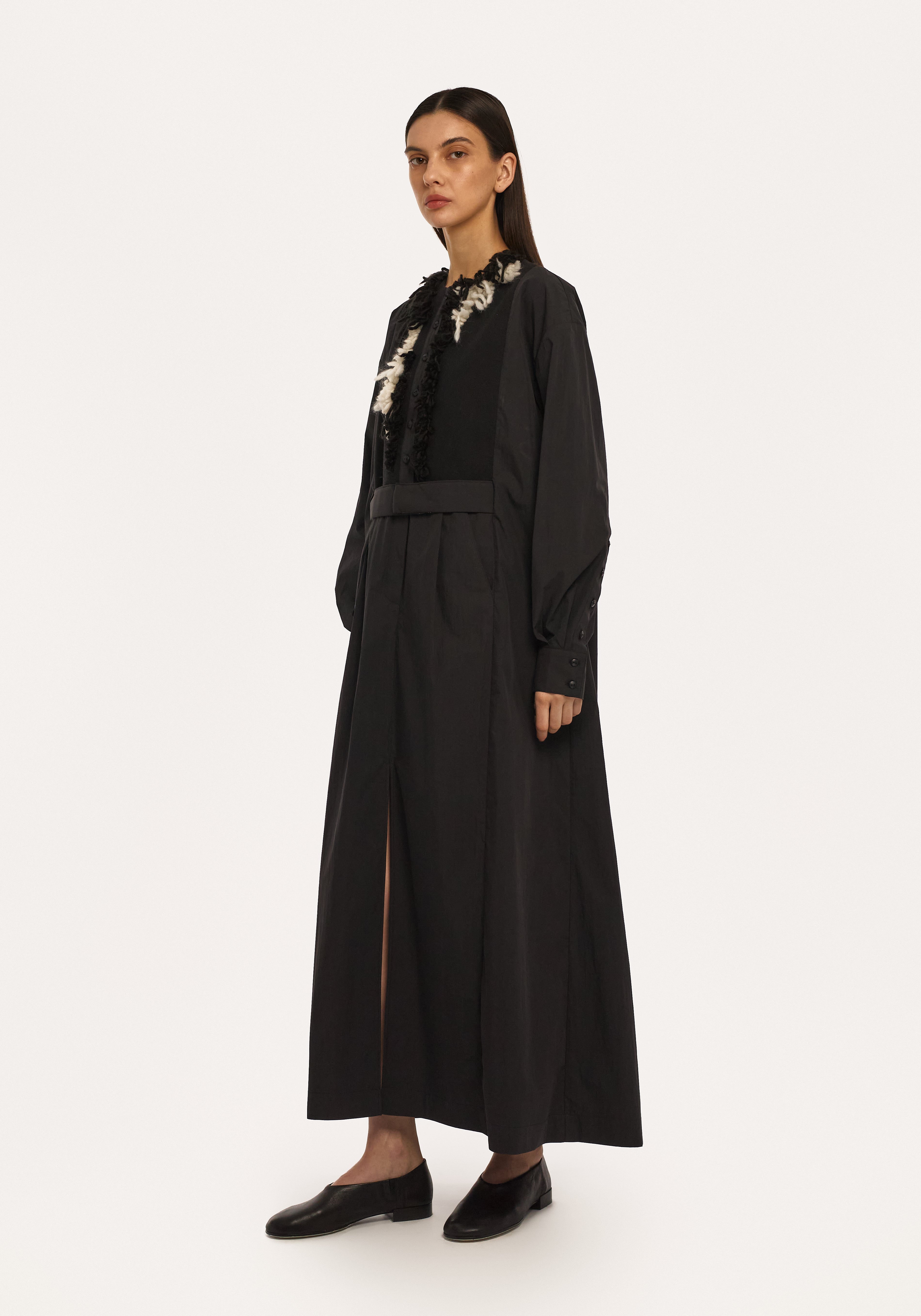 Rochie-Cămașă Neagră cu Broderie