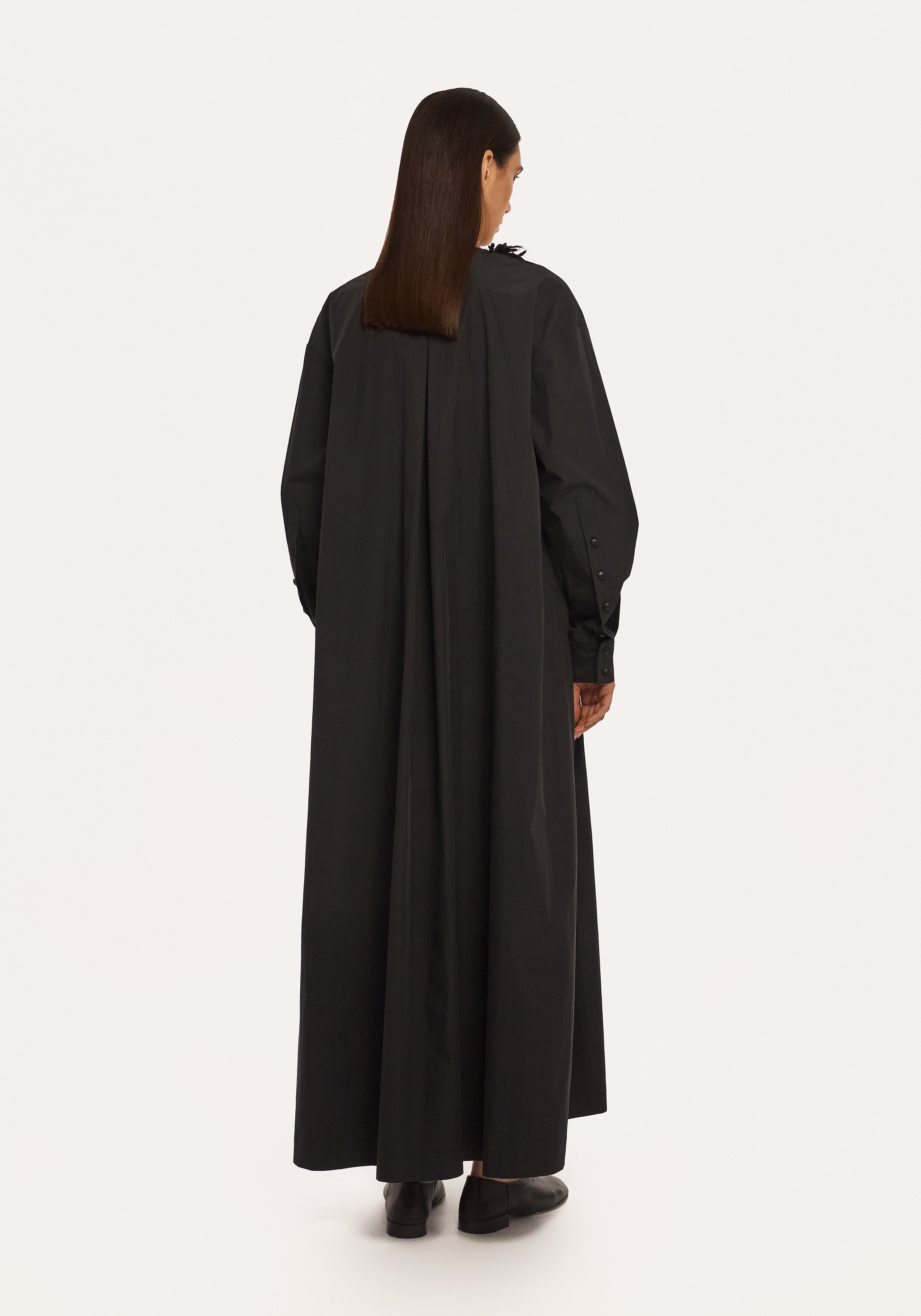Rochie-Cămașă Neagră cu Broderie