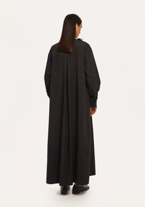 Rochie-Cămașă Neagră cu Broderie