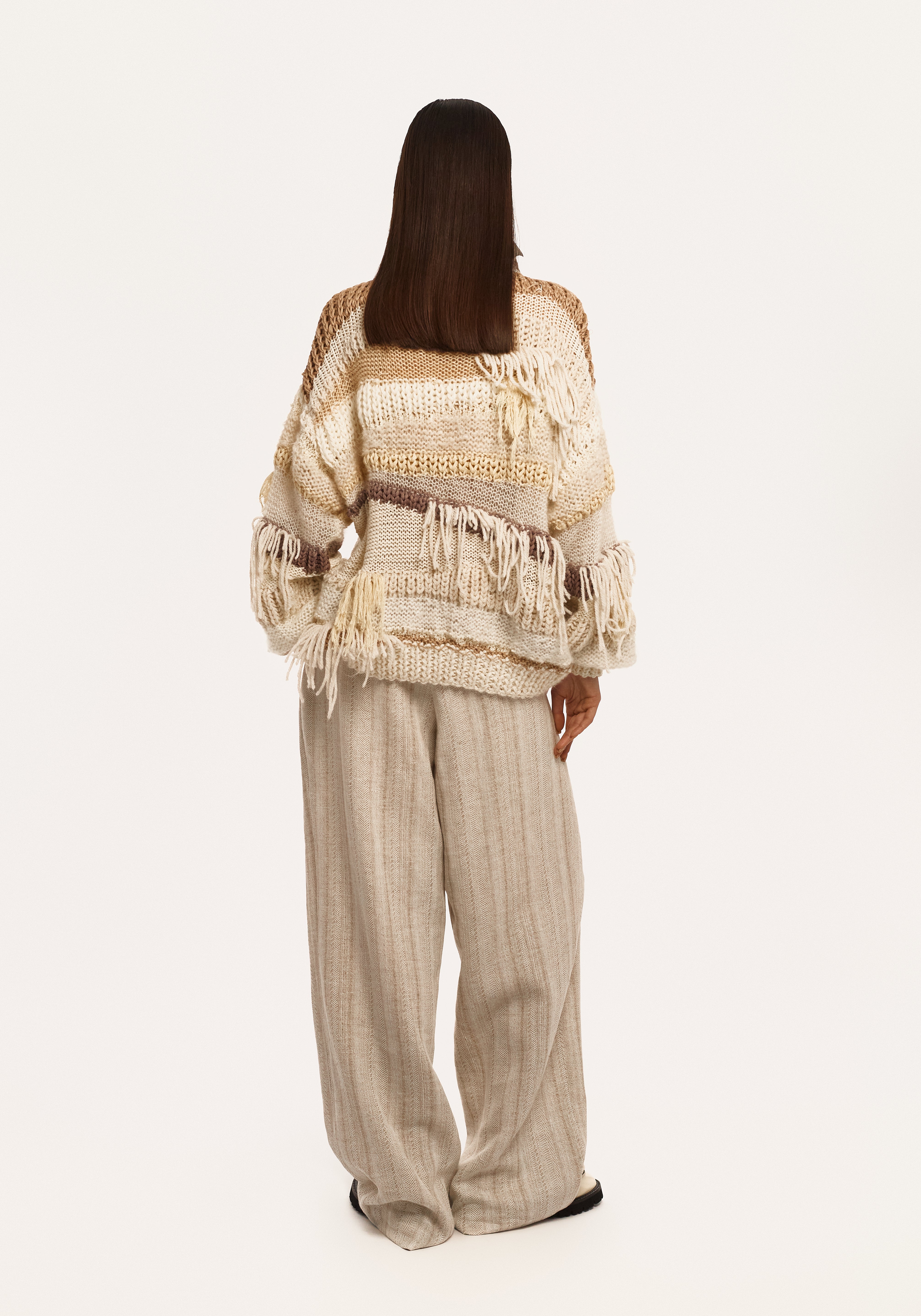 Creamy Wool Handmade Sweater with Relaxed Silhouette
