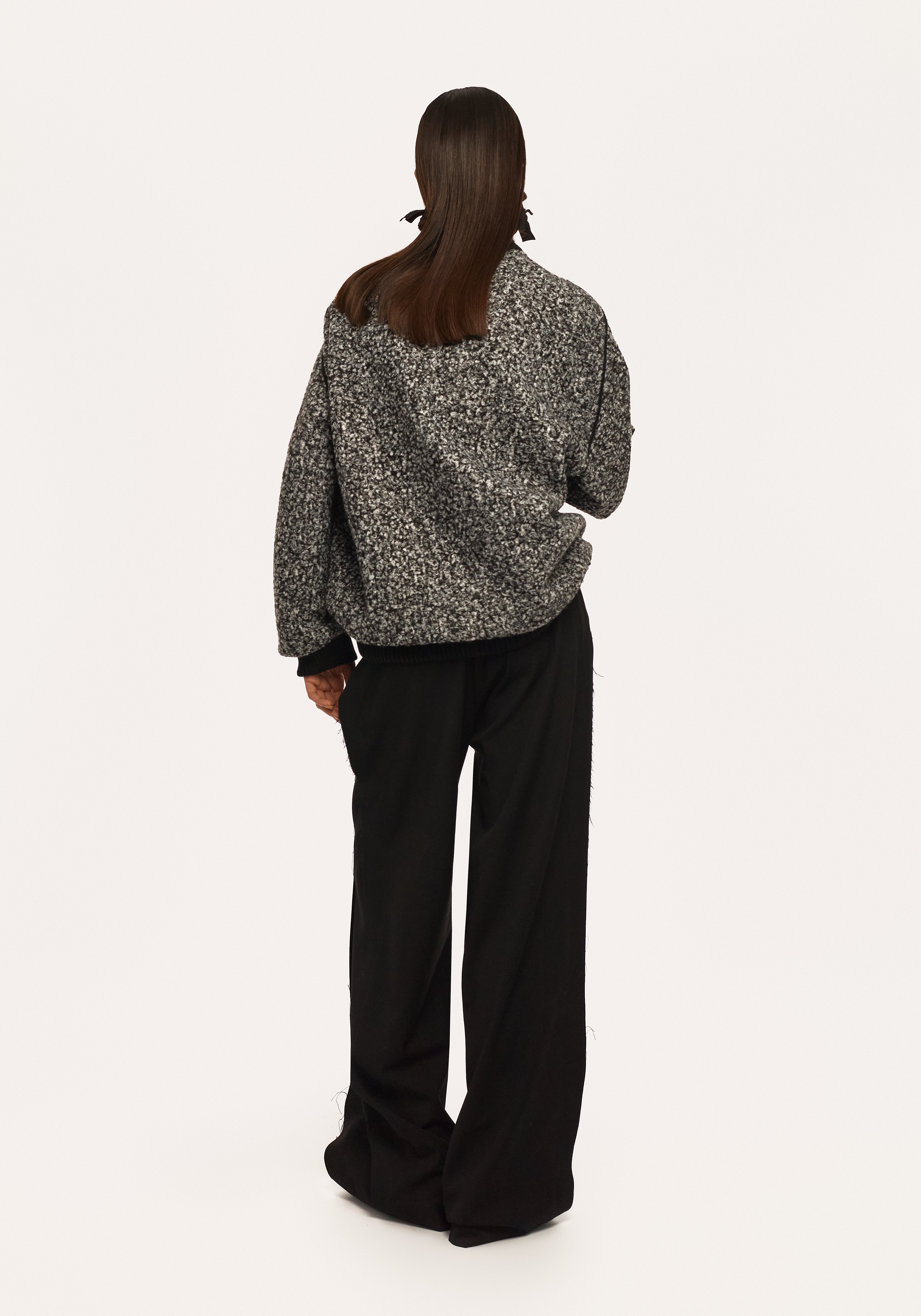 Grey Oversized Textured Sweatshirt