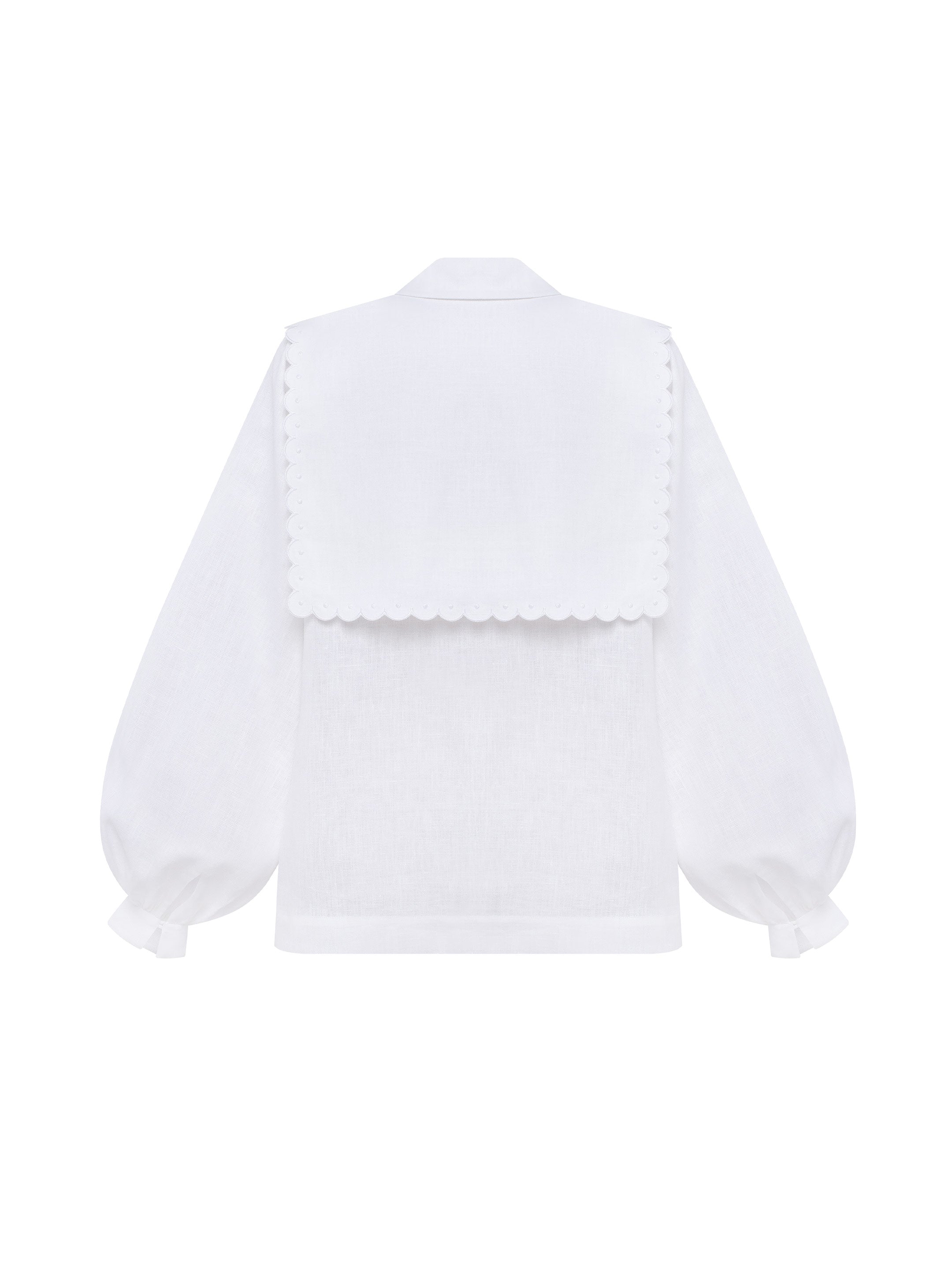 Embroidered White Linen Blouse - Plyn