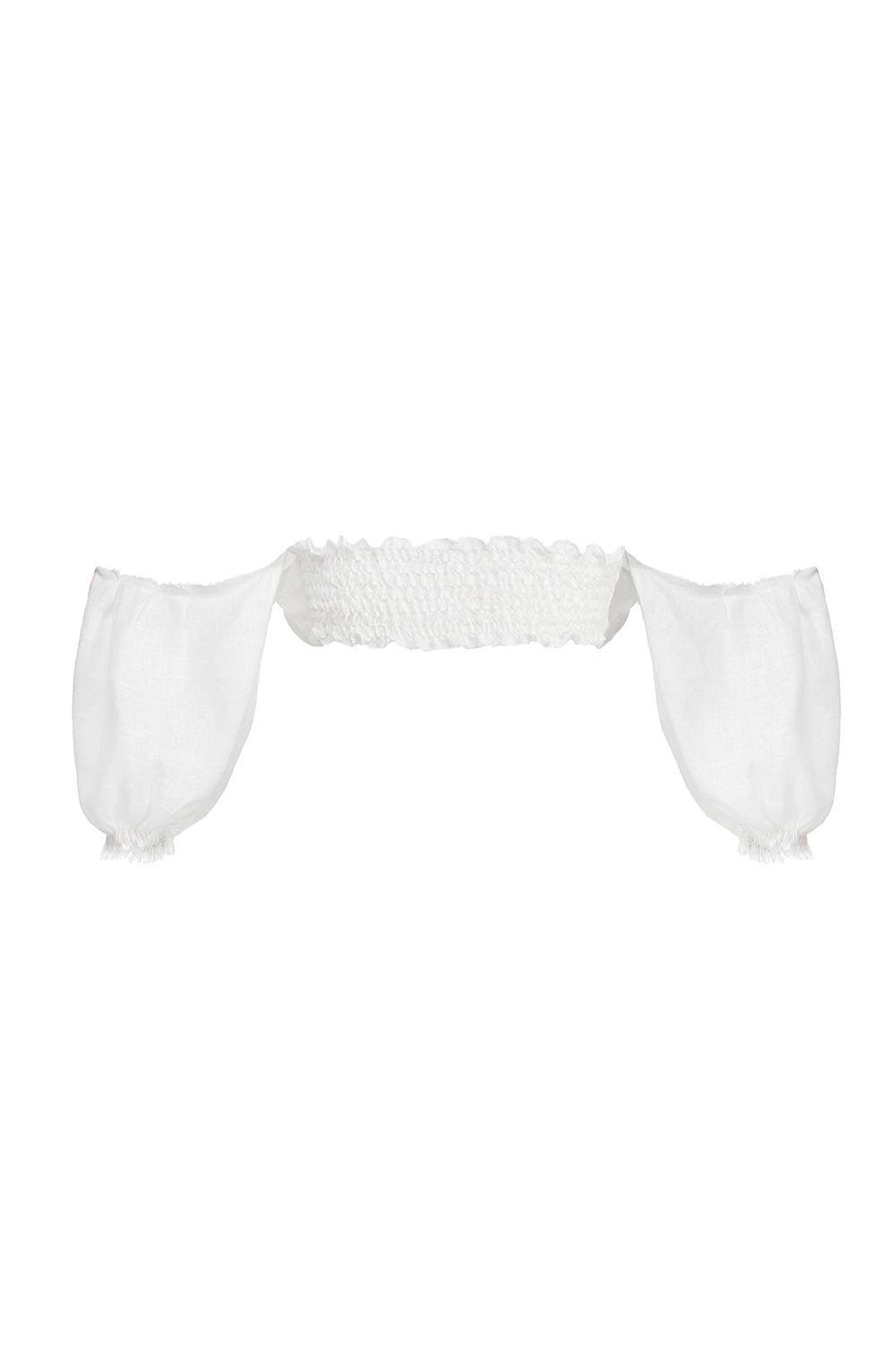 Bustieră albă de in cu mâneci căzute