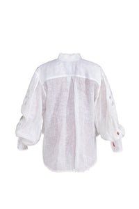 Embroidered long sleeve white shirt