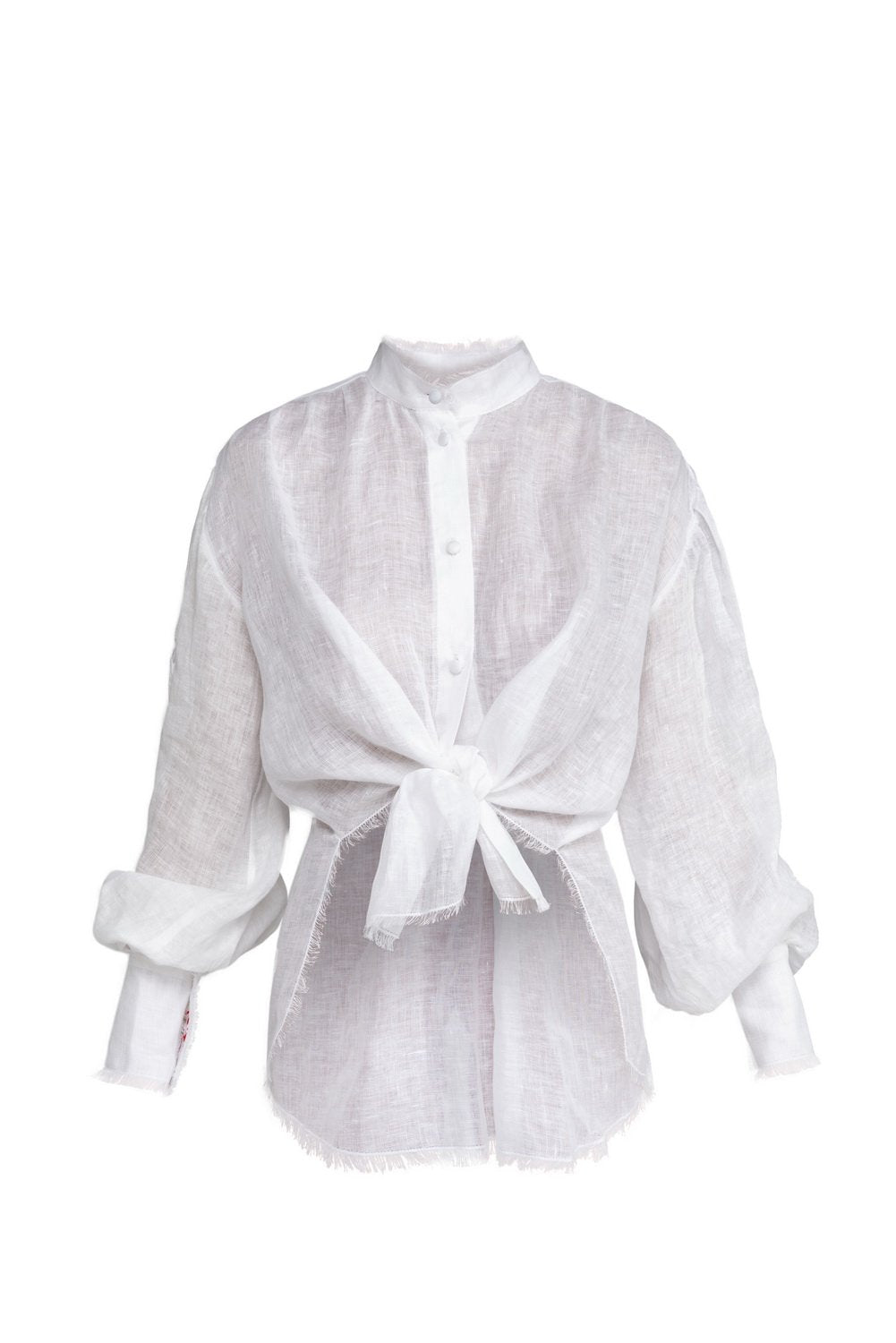 Embroidered long sleeve white shirt