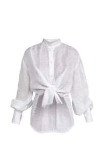 Embroidered long sleeve white shirt
