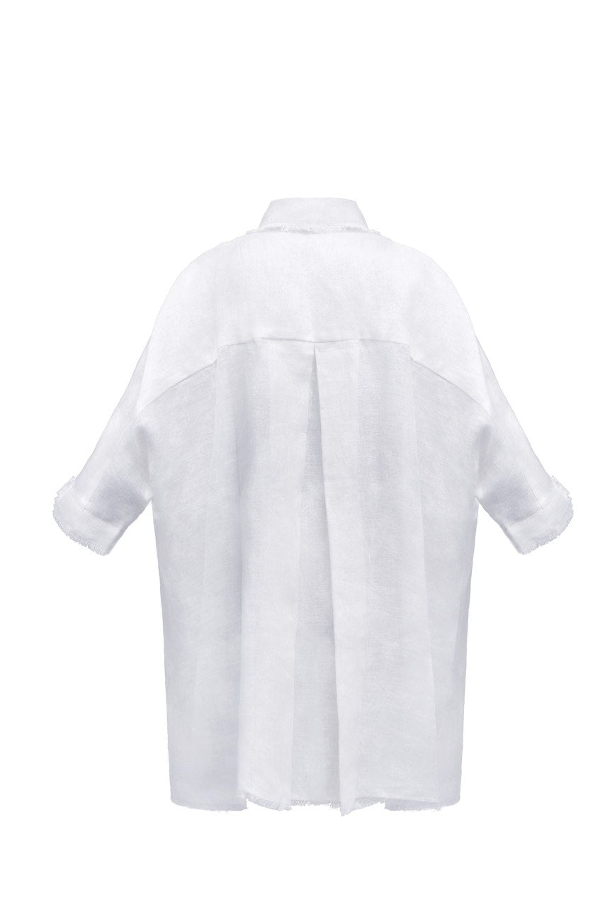 Bird embroidered white shirt