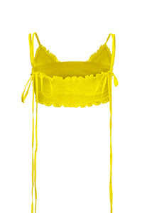Long strap yellow crop top