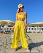 Load image into Gallery viewer, Long strap yellow crop top
