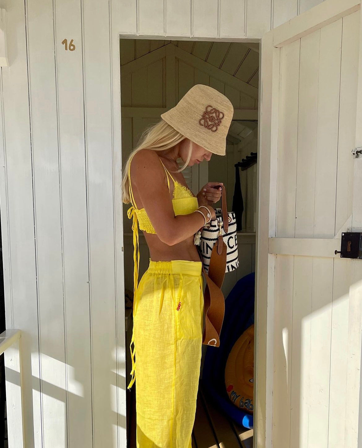 Long strap yellow crop top