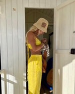 Load image into Gallery viewer, Long strap yellow crop top
