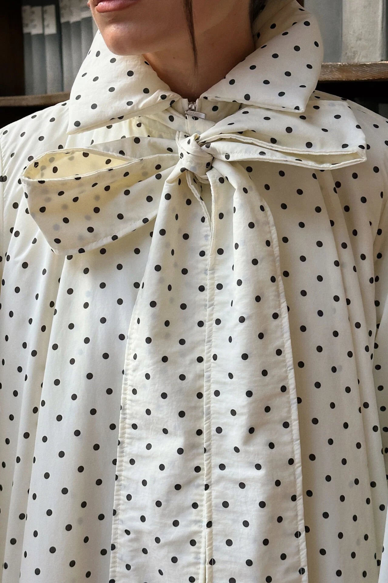 Long Polka Dot Cocoon Jacket