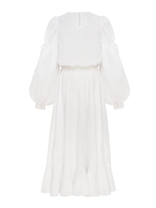 White Linen Embroidered Dress Dream