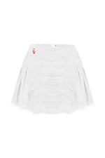 Load image into Gallery viewer, Layered raffled white mini skirt
