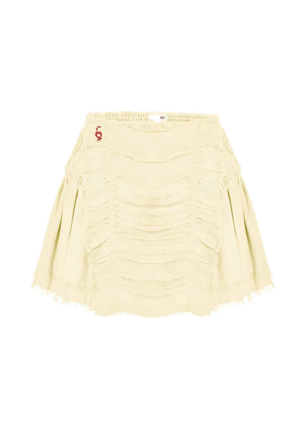 Beige Linen Mini Skirt with Layered Ruffles