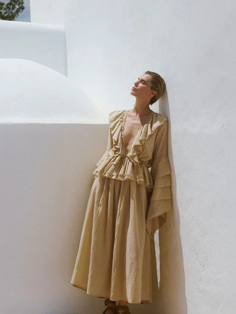 Long Cotton Ruffles Dress - Bella