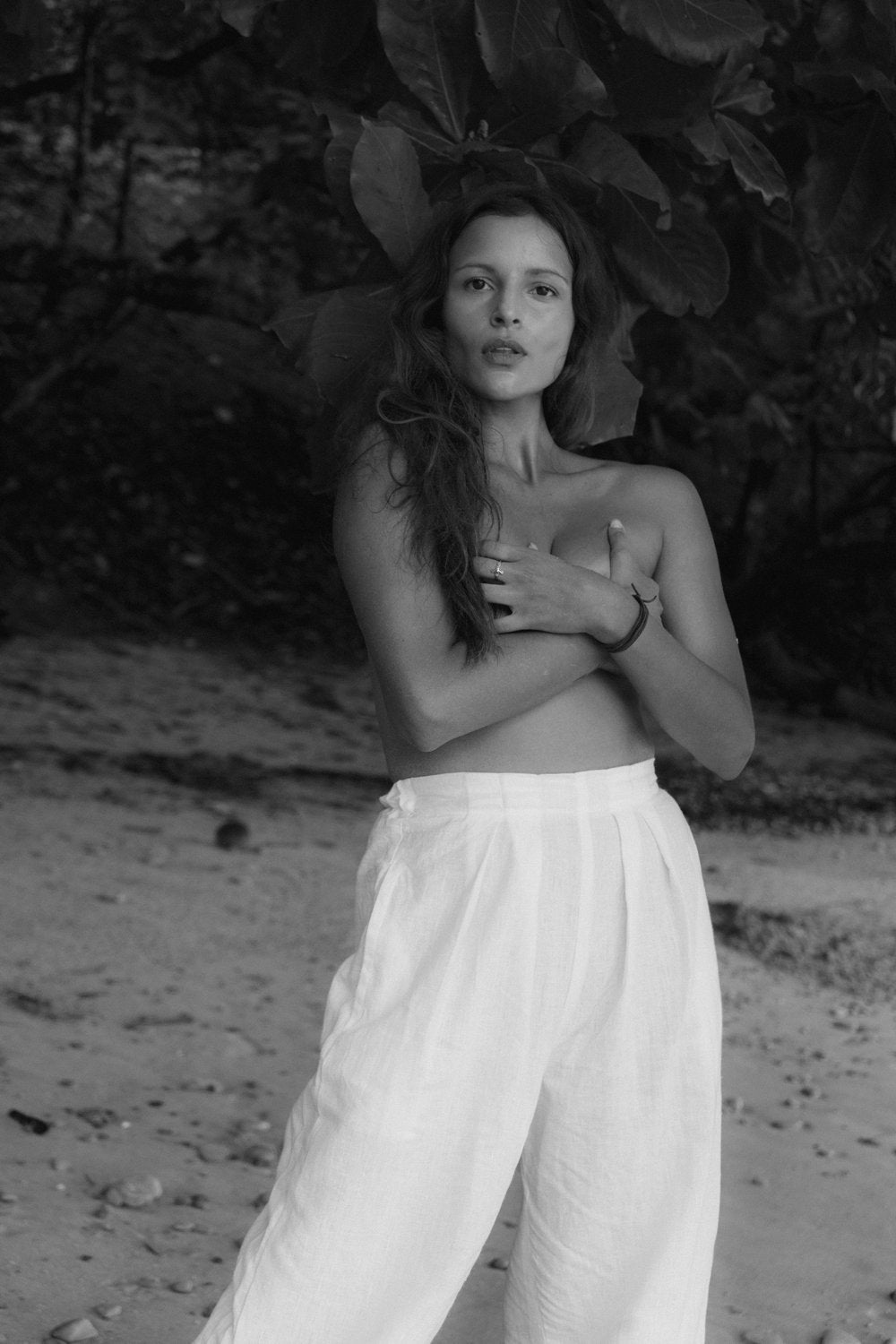 Long linen white trousers - Elemental