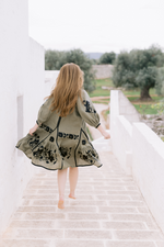 Load image into Gallery viewer, Embroidered midi linen ivory dress with ornaments Clarisse
