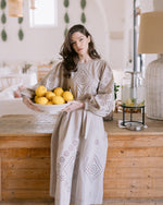 Load image into Gallery viewer, Embroidered maxi linen dress with ornaments Sashenka
