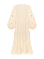 Load image into Gallery viewer, Beige Linen Embroidered Dress Yasmin
