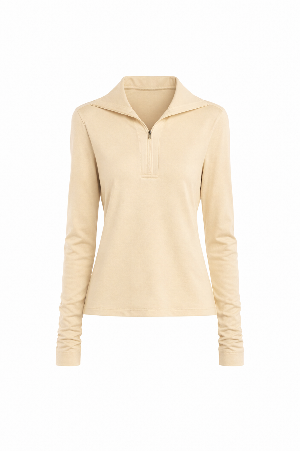 Vanilla Zip-Front Wool Jumper in Knit Fabric