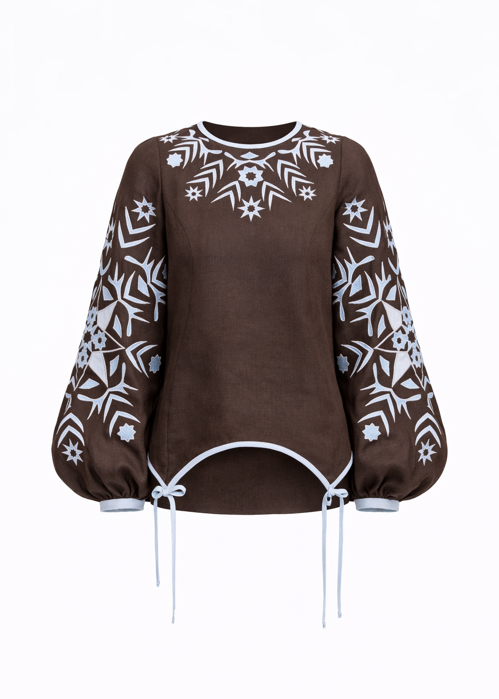 Bluza Zirka de seară din in cu broderie si ornamente 