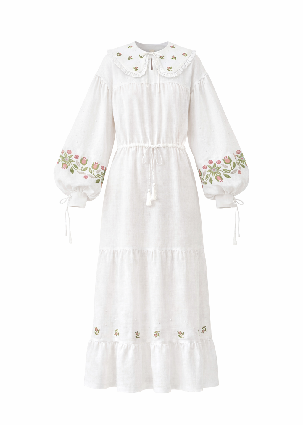 Rochia Pelageya cu broderie ornamentală florală