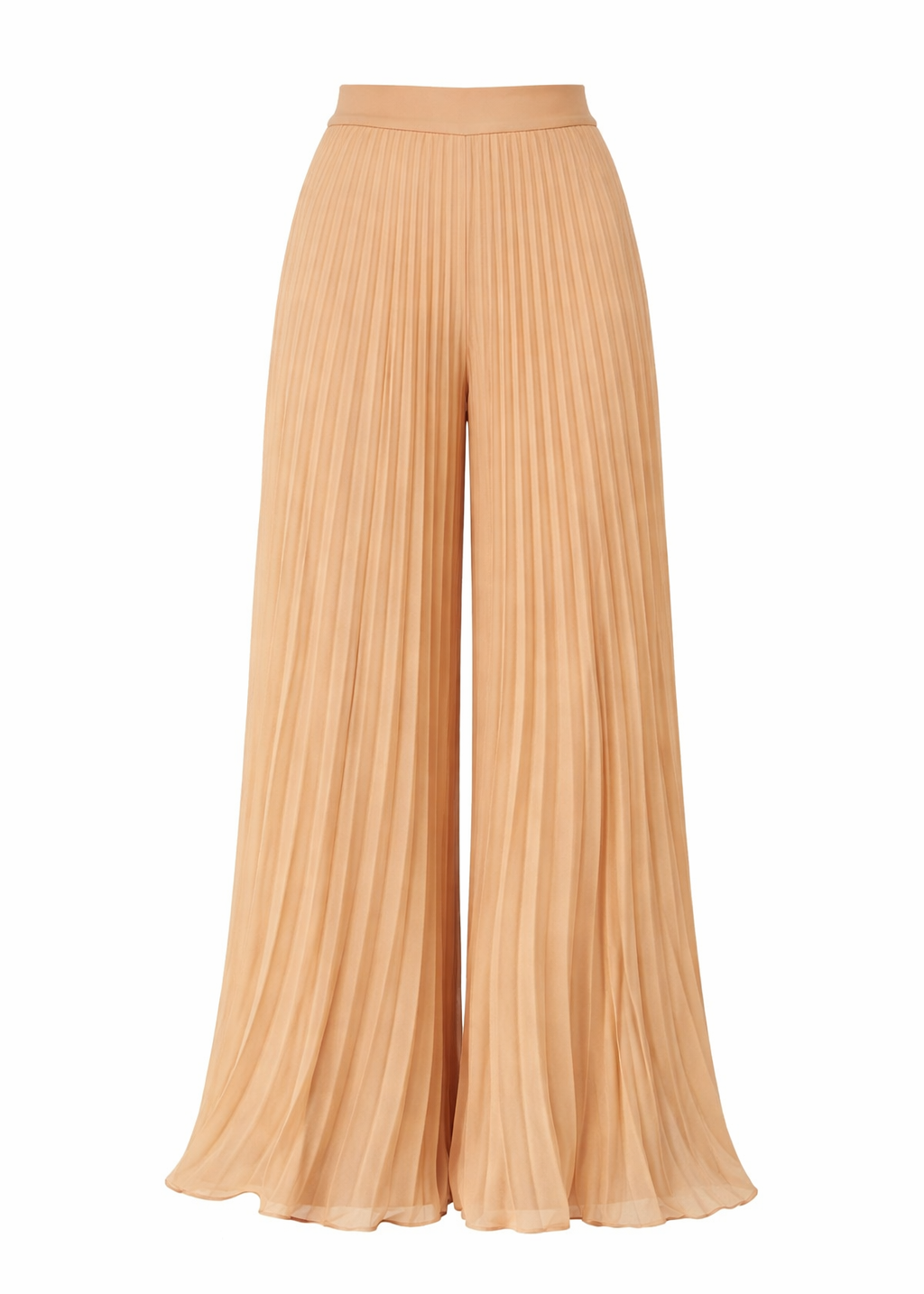 Pantaloni de voal bej cu talie inaltă Sunset