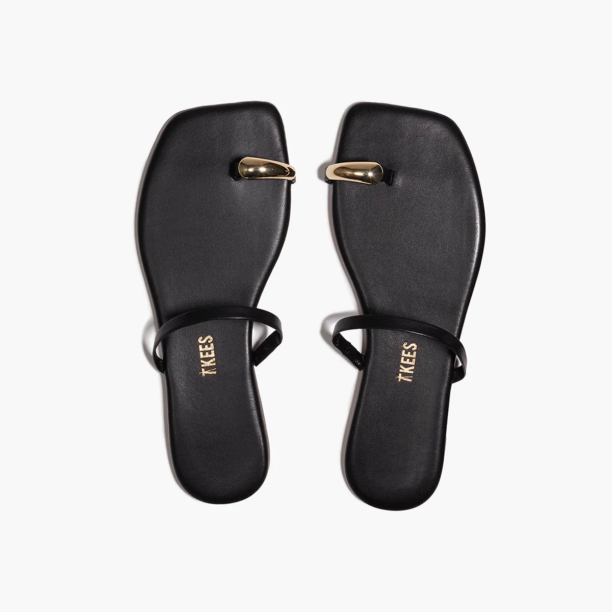 TKEES Colette Black Leather Flip-Flops