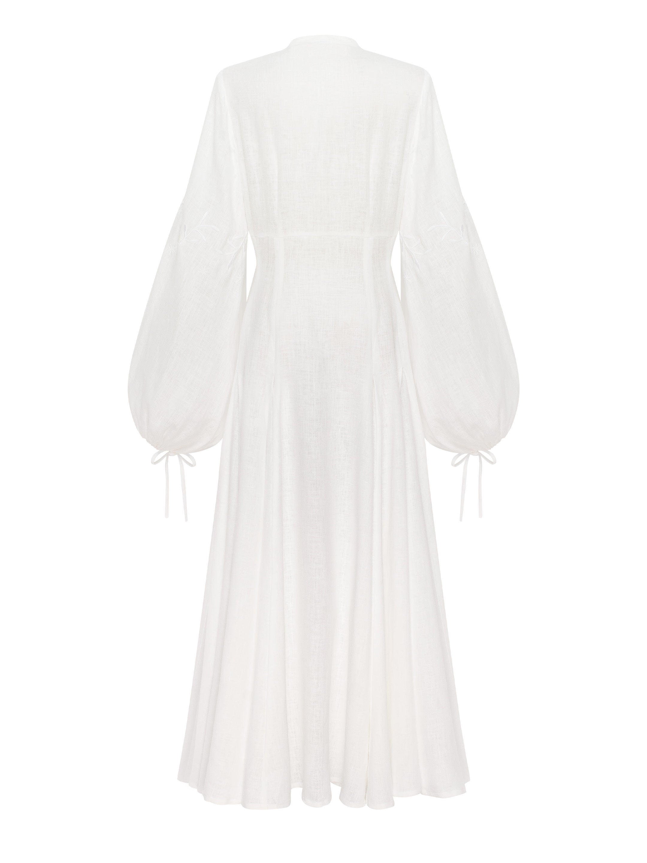 White Linen Embroidered Dress Dew