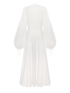 White Linen Embroidered Dress Dew