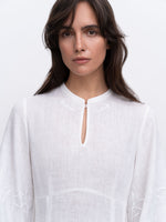 Load image into Gallery viewer, White Linen Embroidered Dress Dew
