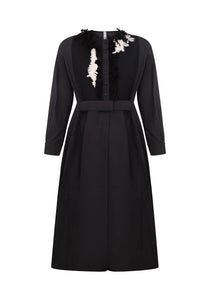 Rochie-Cămașă Neagră cu Broderie