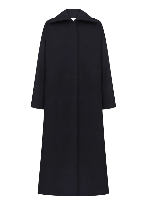 Palton din lână bleumarin cu capă detașabilă