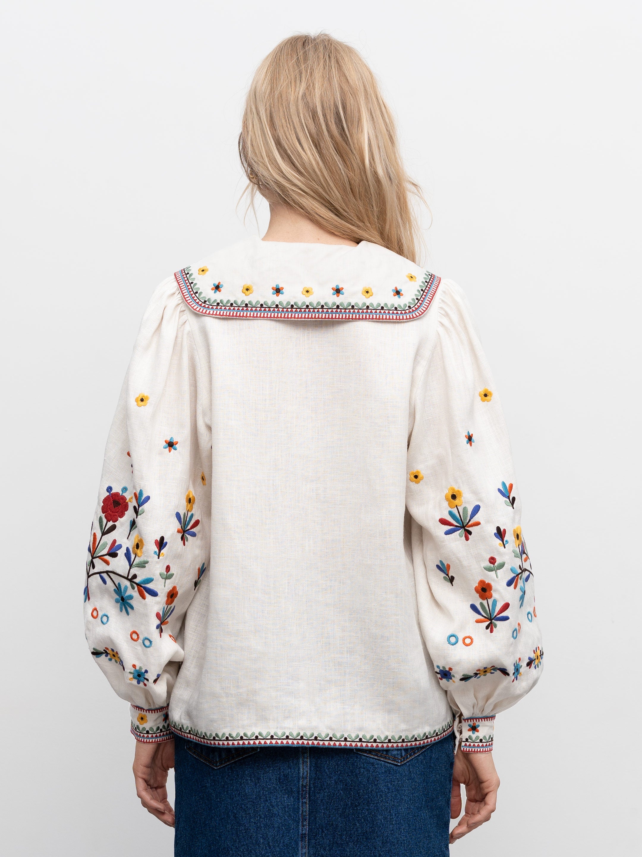 Bluza Yavir din in natural cu broderie yavorivsky