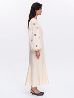 Load image into Gallery viewer, Beige Linen Embroidered Dress Yasmin
