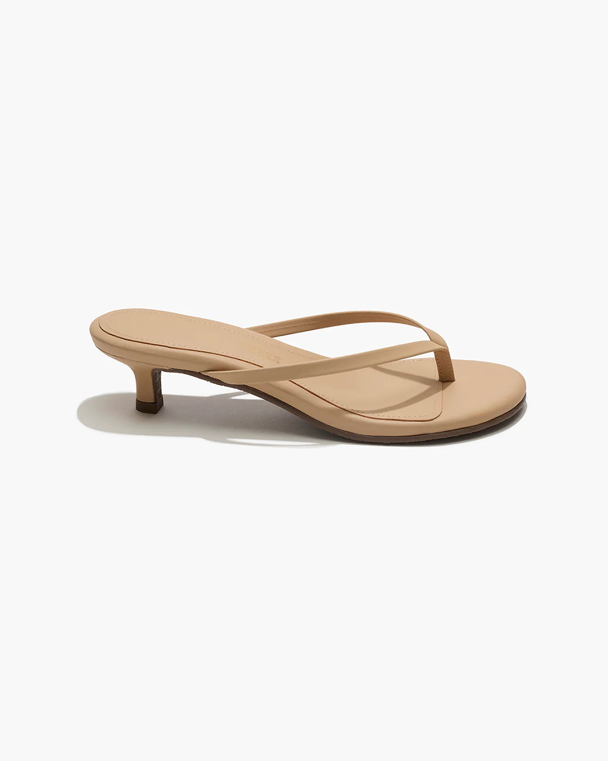 Șlapi TKEES cu toc din piele braziliană nuanța Sunkissed