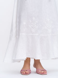 White Linen Embroidered Dress Dream
