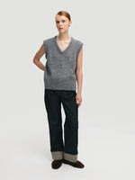 Load image into Gallery viewer, Lace-trimmed Vest in Grey
