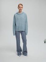 Load image into Gallery viewer, Hooded Mélange Sweater in Blue
