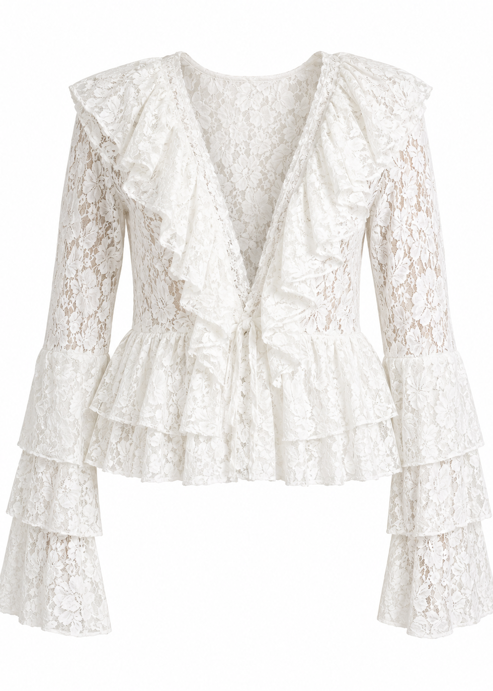 White Cotton Lace Blouse - Bella