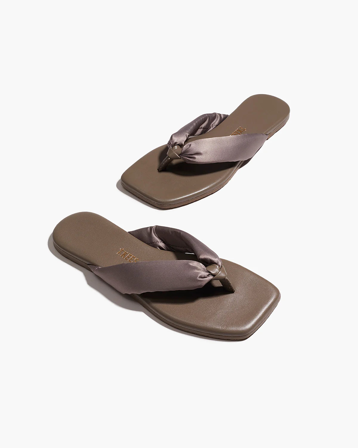 TKEES Lennon Grey Leather Flip-Flops