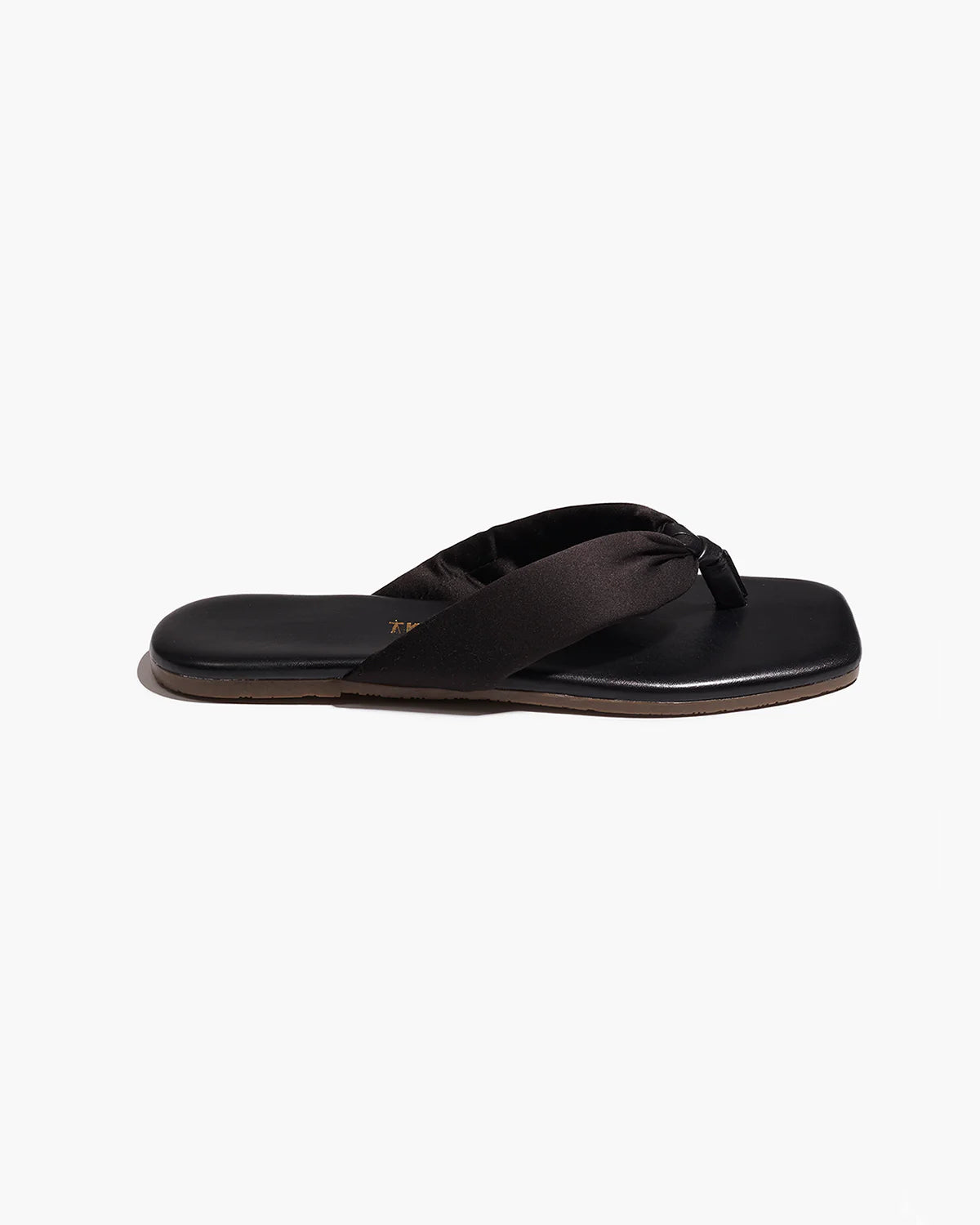 TKEES Lennon Black Leather Flip-Flops