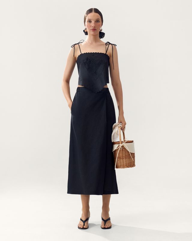 Lybid Bandana Top – Black Linen