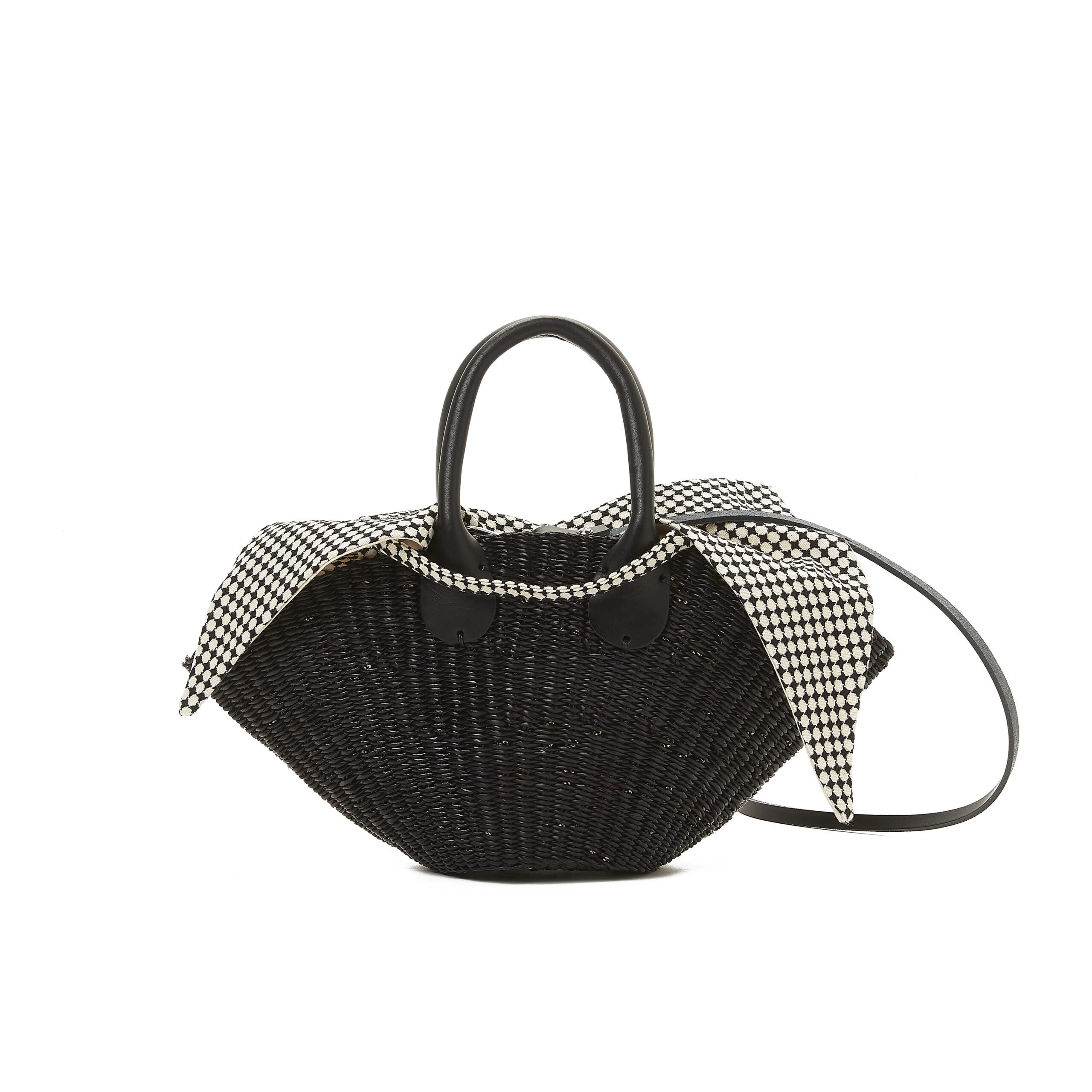 Muun hand-woven straw bag Mini Sophie black